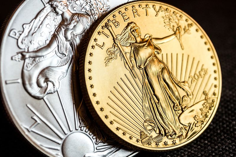 American Gold Eagle and Silver Eagle coins from a Dallas coin dealer
