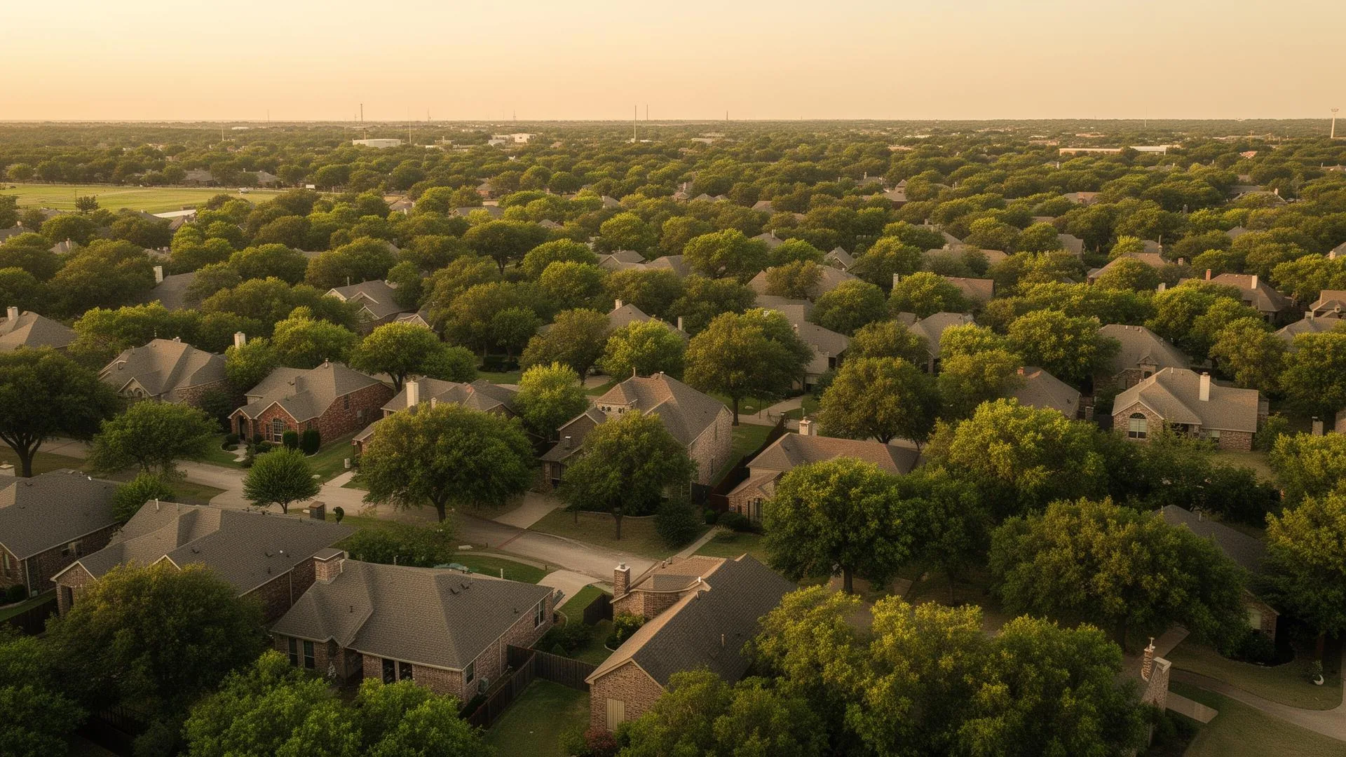 Aerial view of Plano, Texas neighborhood served by Dallas Coin Dealer